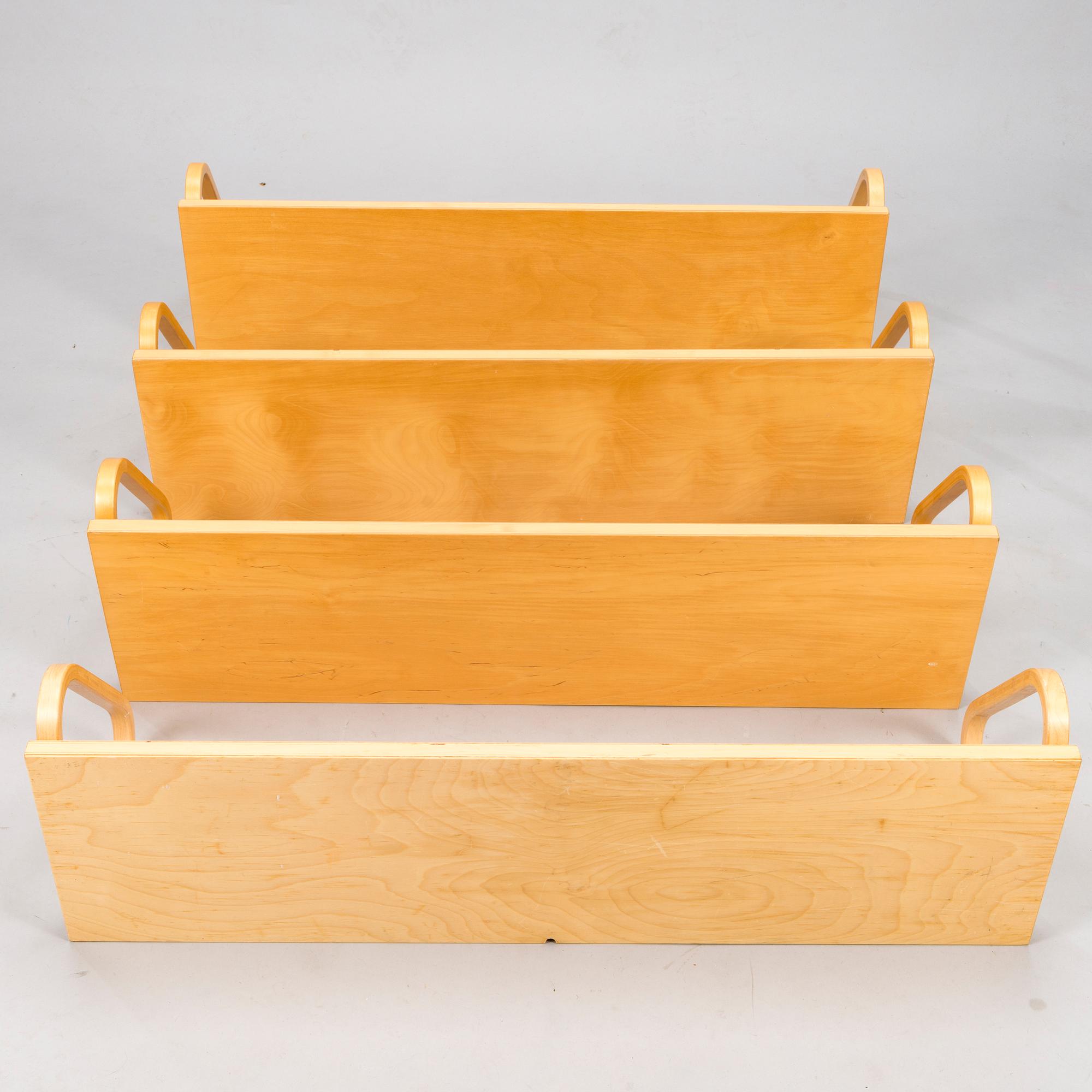 ALVAR AALTO, a set of four '112B' shelves for Artek, latter half of the 20th century.