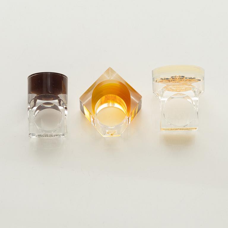 Siv Lagerström, three acrylic rings, 1970s.