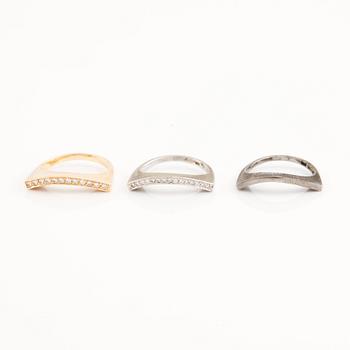 ringar, 6 st, 18K guld och vitguld, silver och runda briljantslipade diamanter.