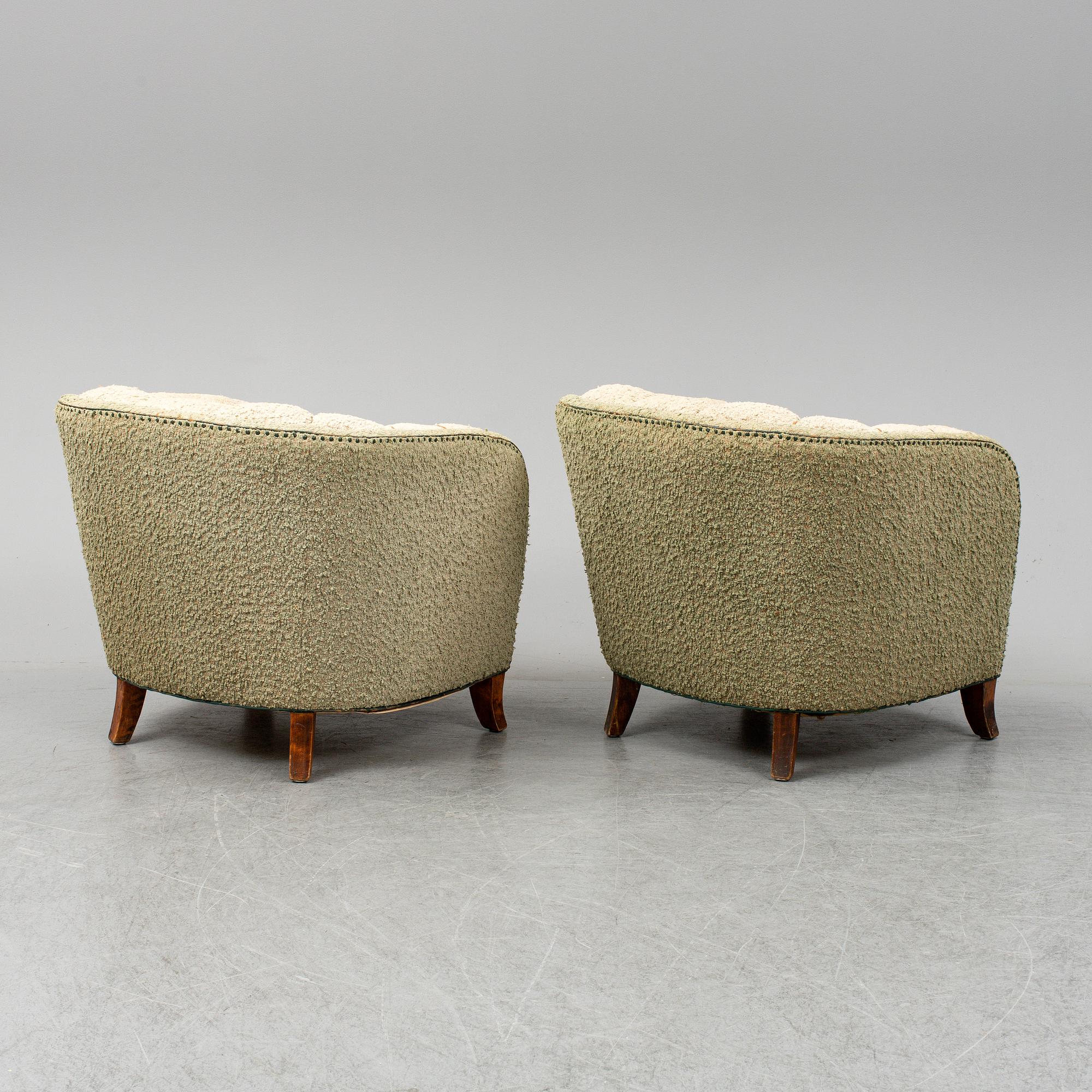 A pair of 1930s/1940s Swedish Modern easy chairs.