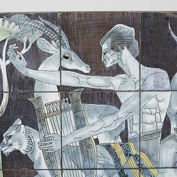 Marian Zawadzki, a ceramic tile table, Tilgmans, signed MZ and dated 58.