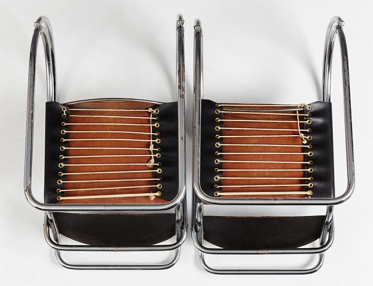 Ludwig Mies van der Rohe, a pair of "MR 20", armchairs, Berliner Metallgewerbe Josef Müller or Bamberg Metallwerkstätten, 1920's.