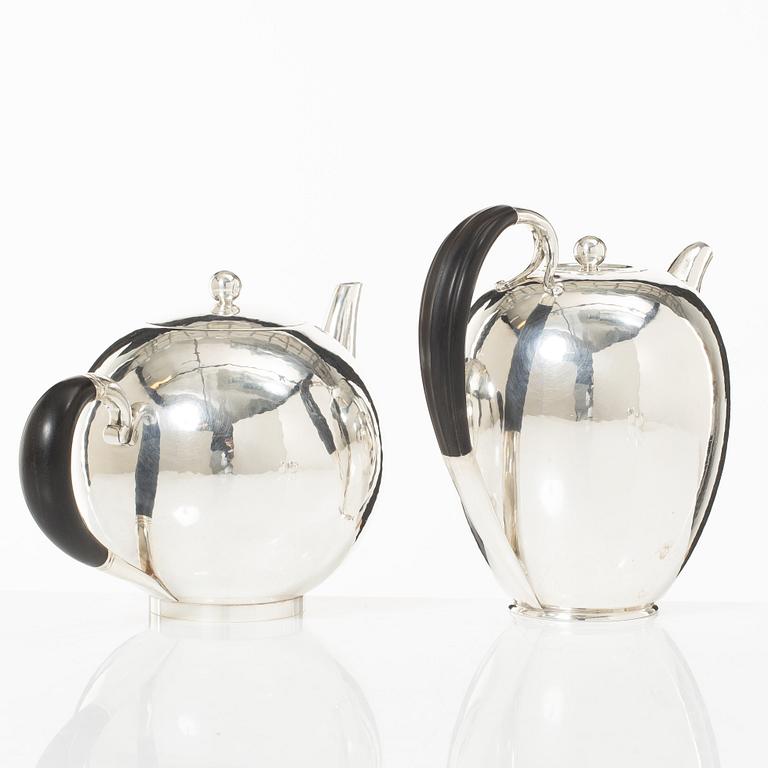 Georg Jensen, a set of four pieces tea and coffee service, sterling silver, design Johan Rohde, 533 and 787, Copenhagen.