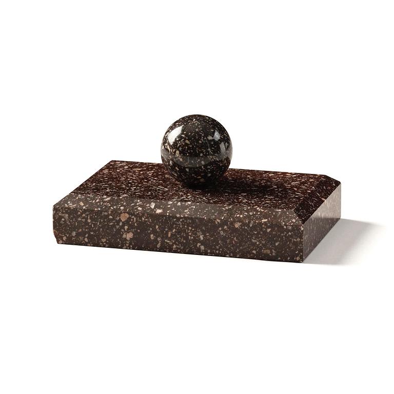 A 'Blyberg' porphyry Empire paperweight from Älvdalen, first part 19th century.