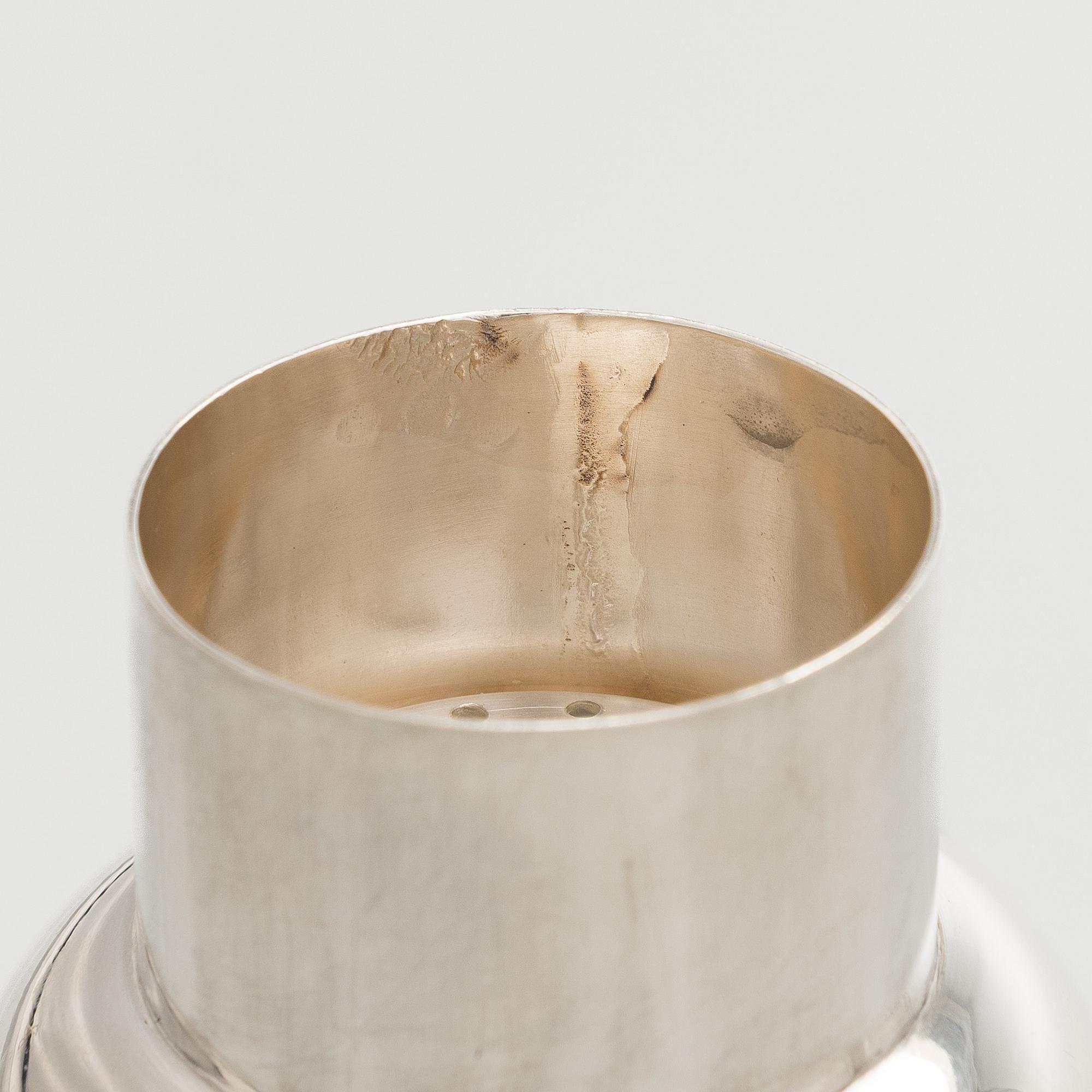 A silver cocktail shaker, Czechoslovakia 1945-1949.