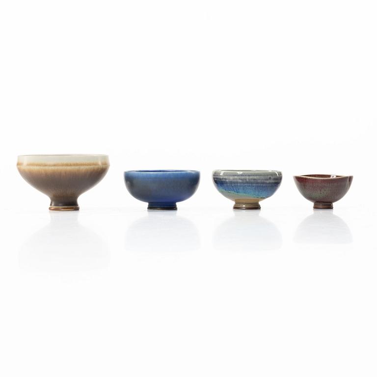 Berndt Friberg, a set oof four stoneware bowls, Gustavsberg Studio, 1960s–70s.