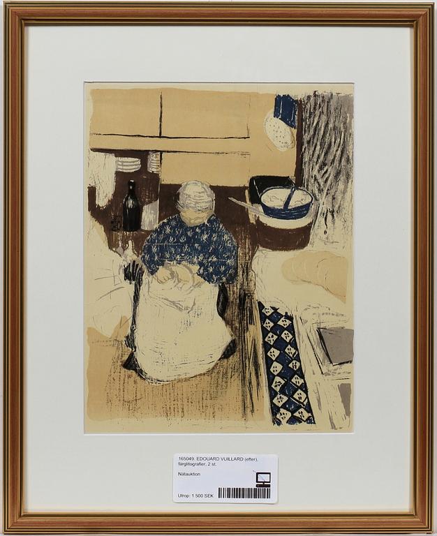 EDOUARD VUILLARD (efter), färglitografier, 2 st.
