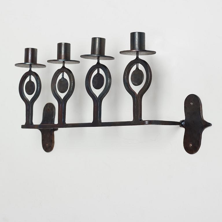 BERTIL VALLIEN, a wrought iron wall candelabrum from Boda Smide, 1960's.