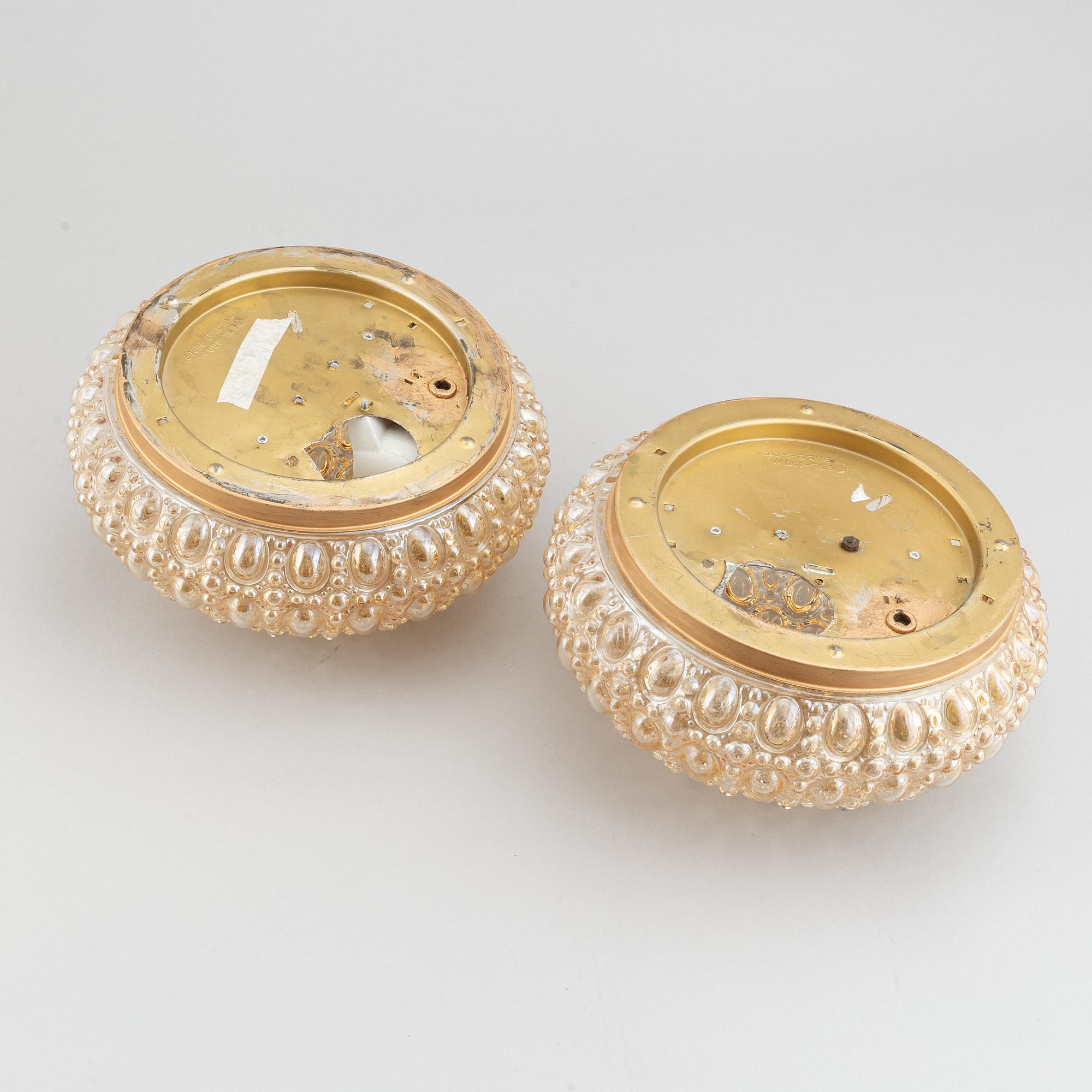 Taklampor/vägglampor, ett par, Glashütte Limburg, Tyskland, 1900-talets andra hälft.