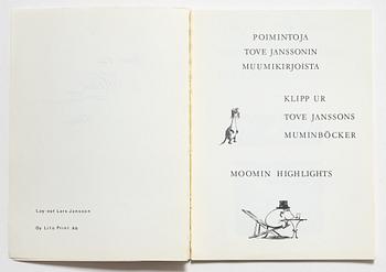 Tove Jansson, book, 'Muumi Hvitträskissä Mumintrollet i Hvitträsk 1974' signed, along with two signed postcards.