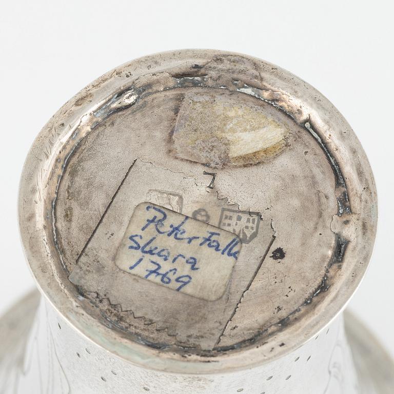 A Swedish 18th Century silver beaker, Peter Falk, Skara 1769.