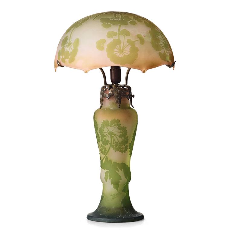 Emile Gallé, a cameo glass table lamp, Nancy France.