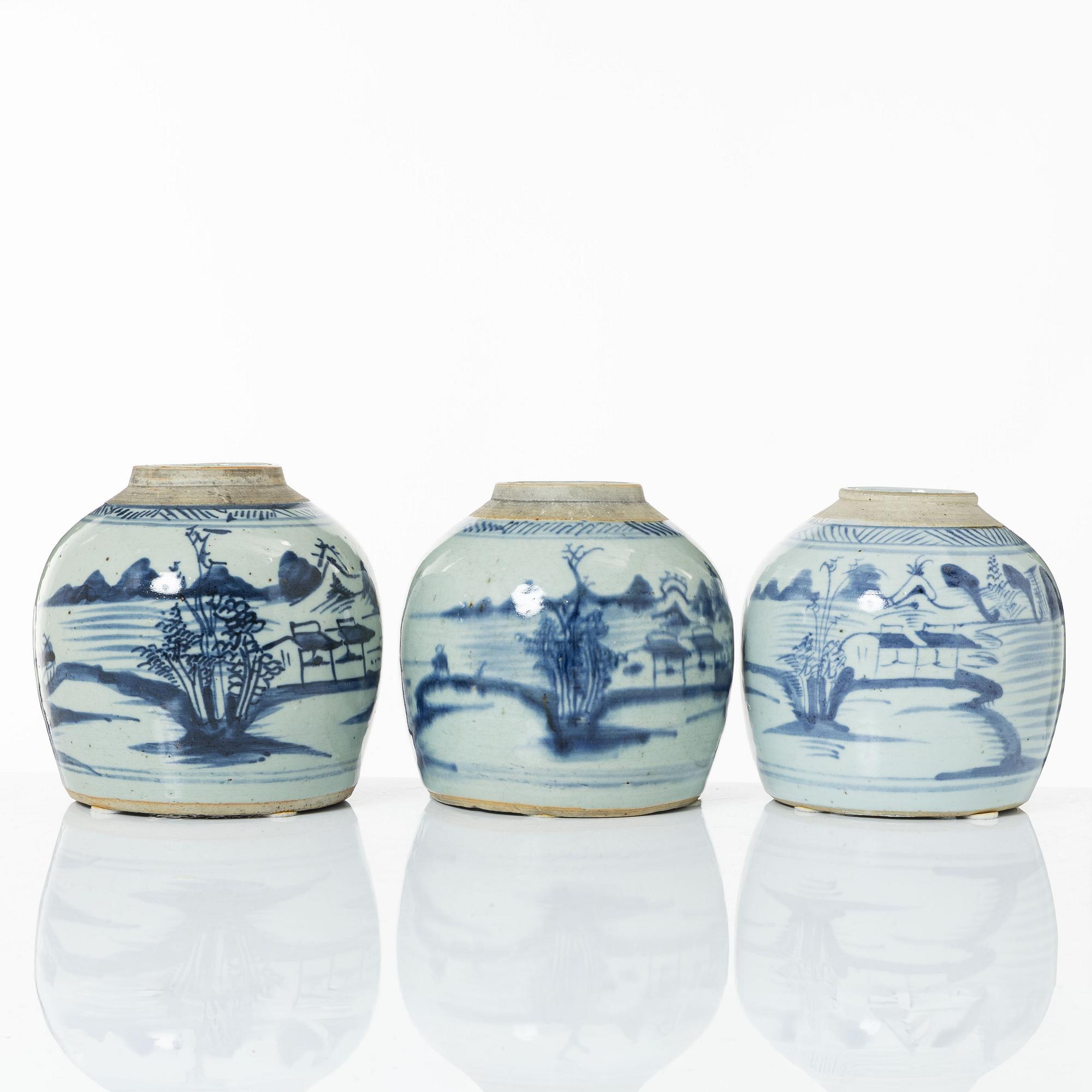 Three ginger jars, China, 19th Century.