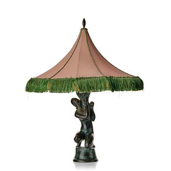 278. Astri Bergman-Taube, an Art Nouveau patinated bronze table lamp, Herman Bergman, Stockholm, early 1900's.