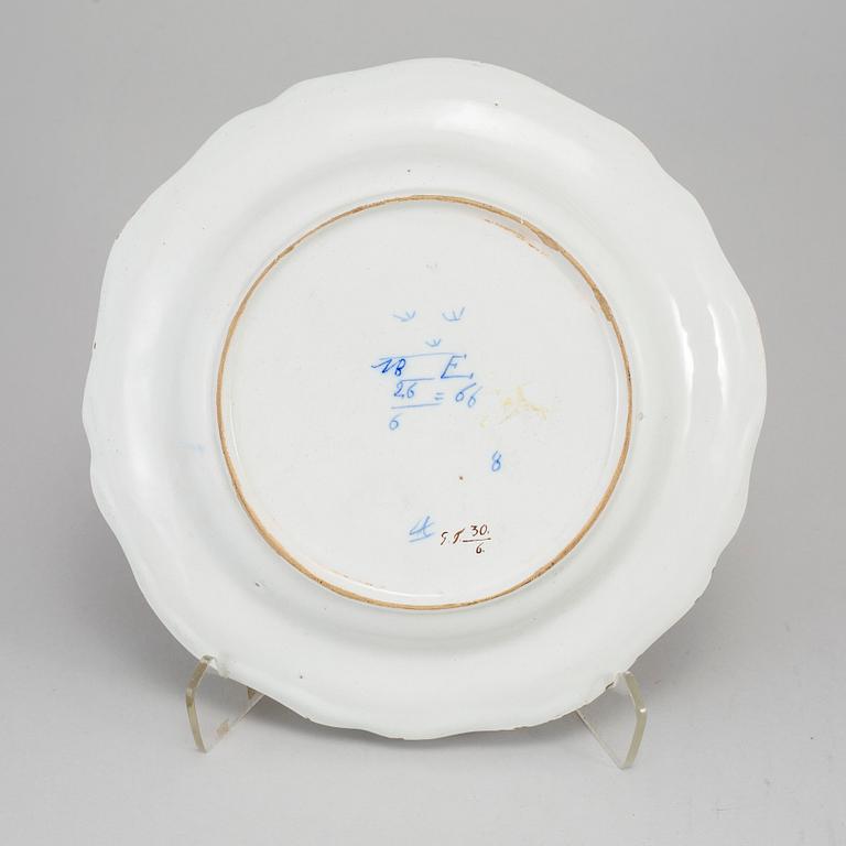 SOPPTALLRIK, fajans. Marieberg, 1700-tal.