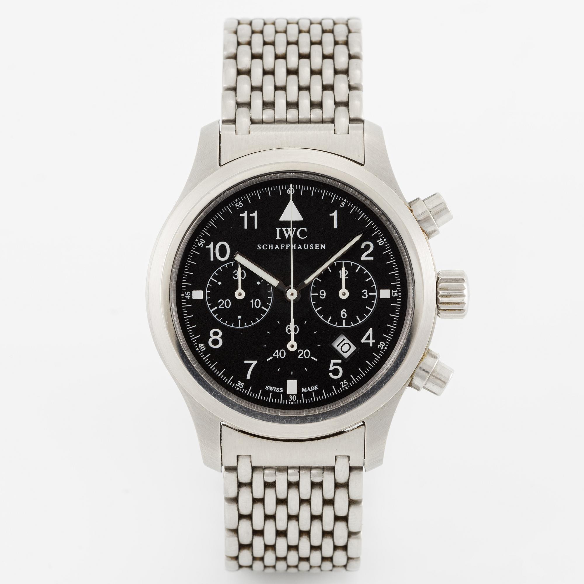 IWC, Schaffhausen, Pilot's chronograph, Mecaquartz, wristwatch, chronograph, 36 mm.