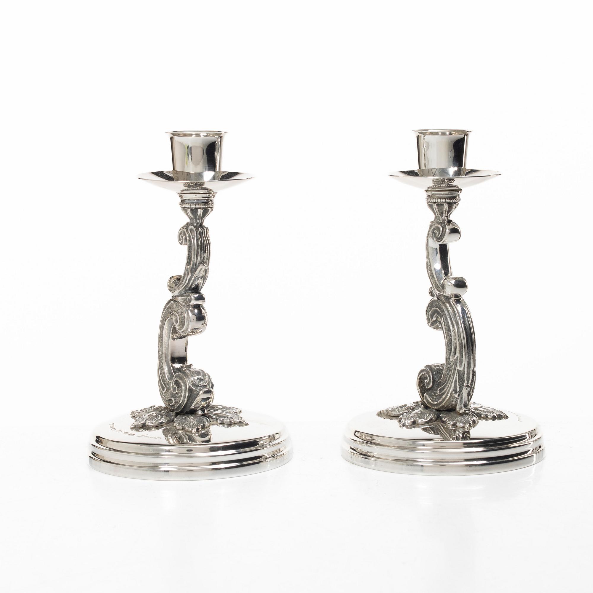 A pair of Swedish silver candlesticks, mark of Lazlo Hukvist, Mema, Lidköping, 1992.