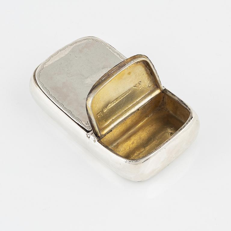 A Swedish Silver Double Box, Silver, mark of Gustaf Lindegren, Helsingborg 1828.