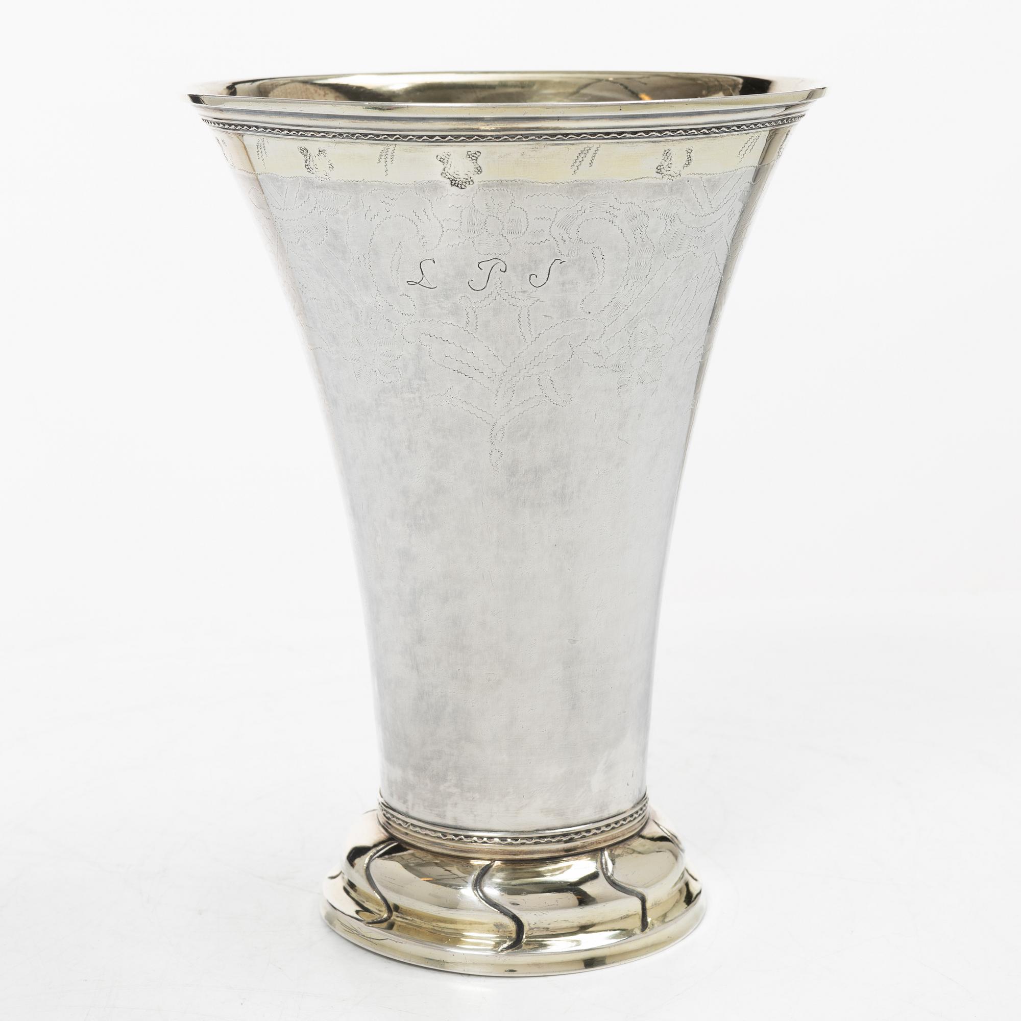 Carl Petter Modin, bägare, delvis förgyllt silver, Sundsvall 1795. Gustaviansk.