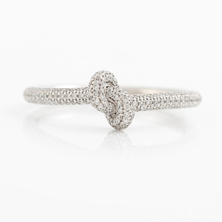"Engelbert," Legacy Knot Ring Mini Pavé", 18K white gold with brilliant-cut diamonds.
