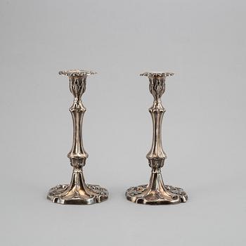 A pair of silver candlesticks, mark of Gustaf Möllenborg, Stockholm 1856.