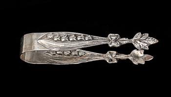 KAFFESKEDAR samt SOCKERTÅNG, 13 delar, silver, GEWE Silvervarufabriken AB, Malmö 1967-68. Tot VIKT ca 159 g.