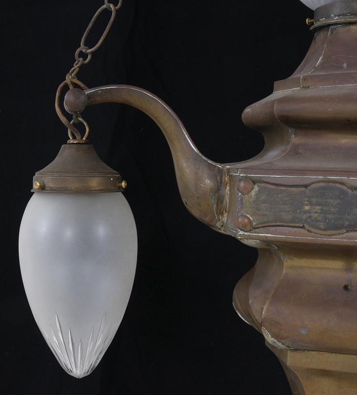 TAKLAMPA, mässing, trol Östereuropa, jugend, 1900-talets första del, h 95.