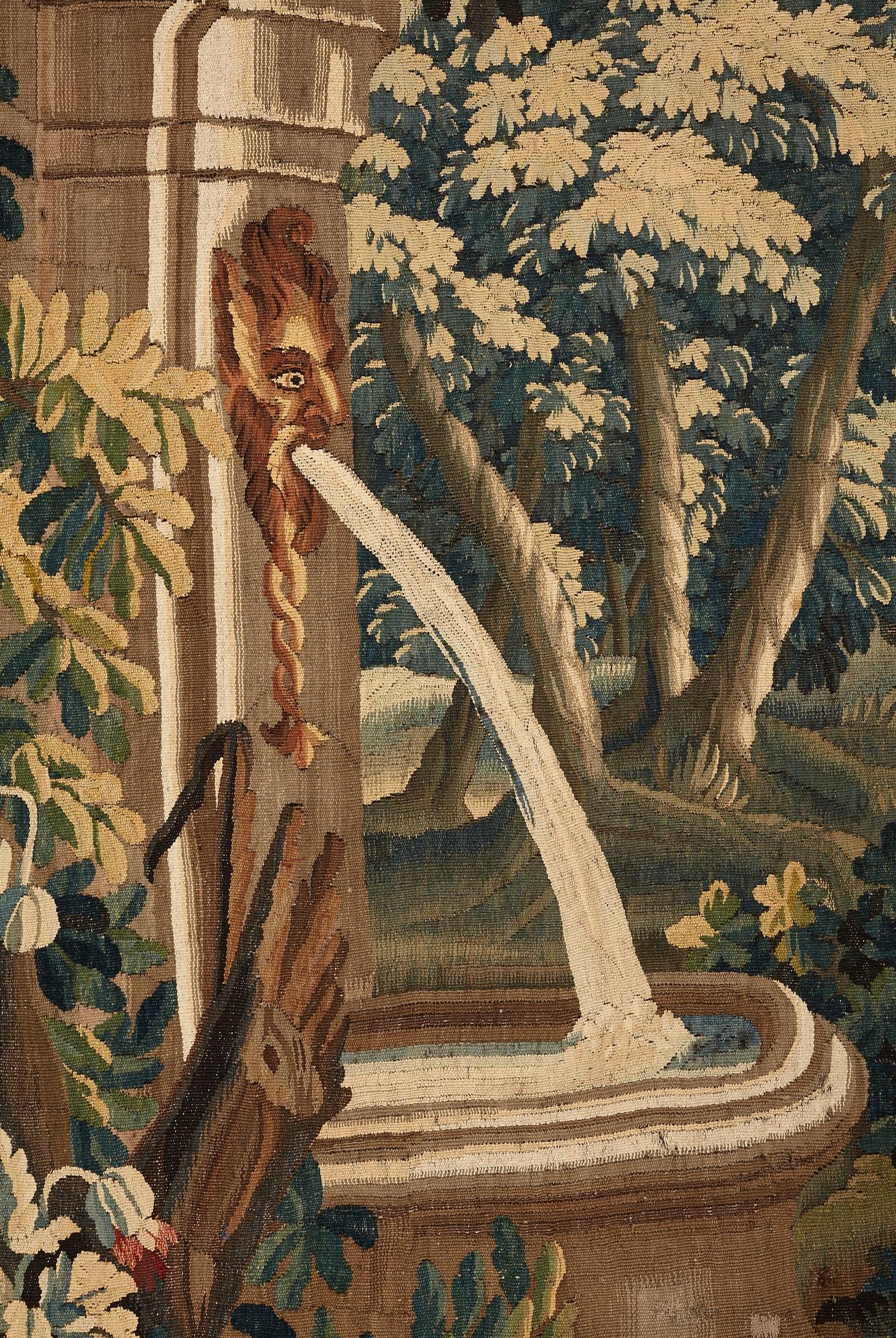 Vävd tapet, "Verdure", gobelängteknik, ca 280,5-290 x 432,5-436 cm, signerad ViTRA.M.R.D'AVBVSON.