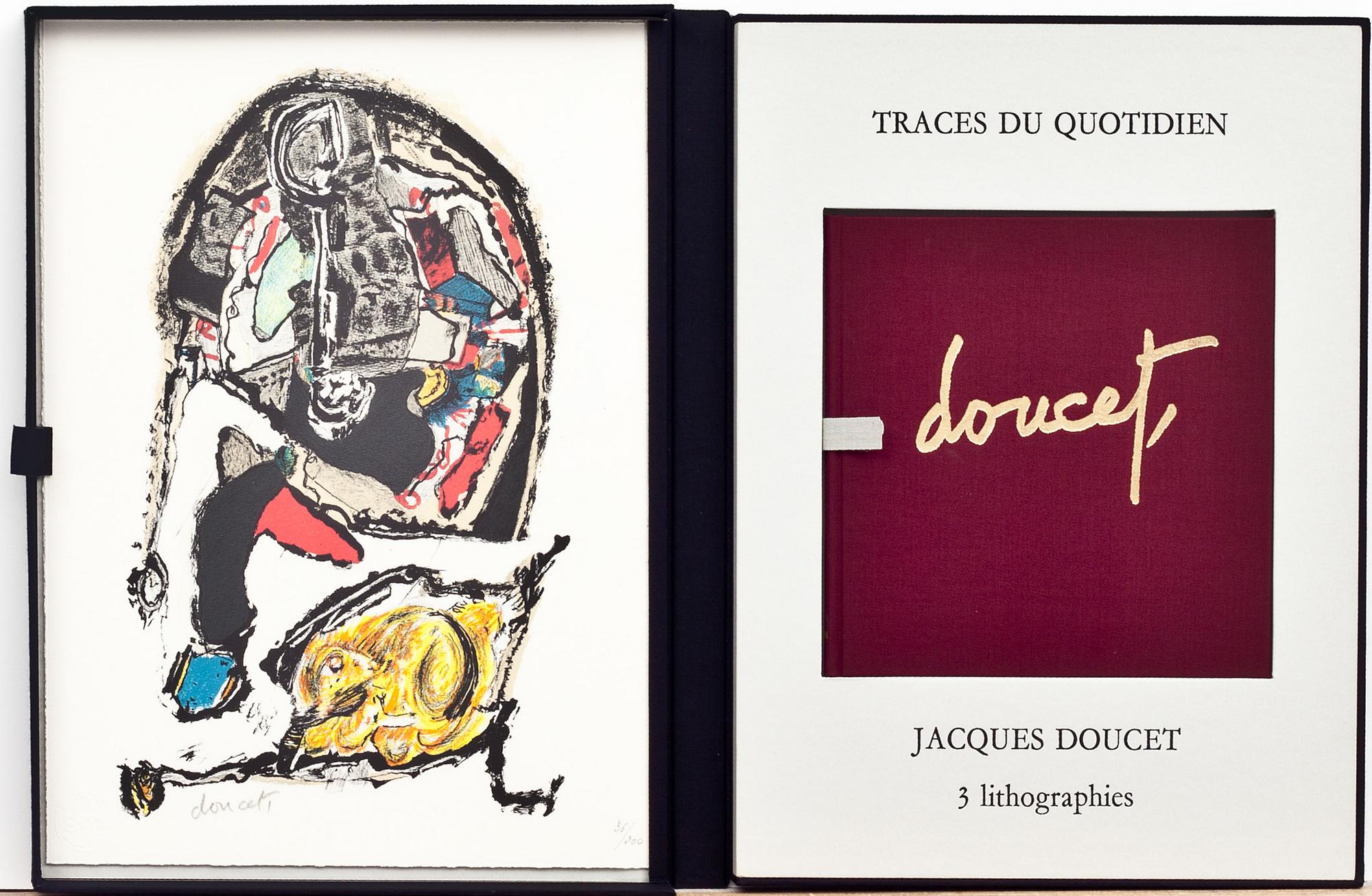 JACQUES DOUCET, album med tre färglitografier samt bok, signerade och numrerade 36/200.