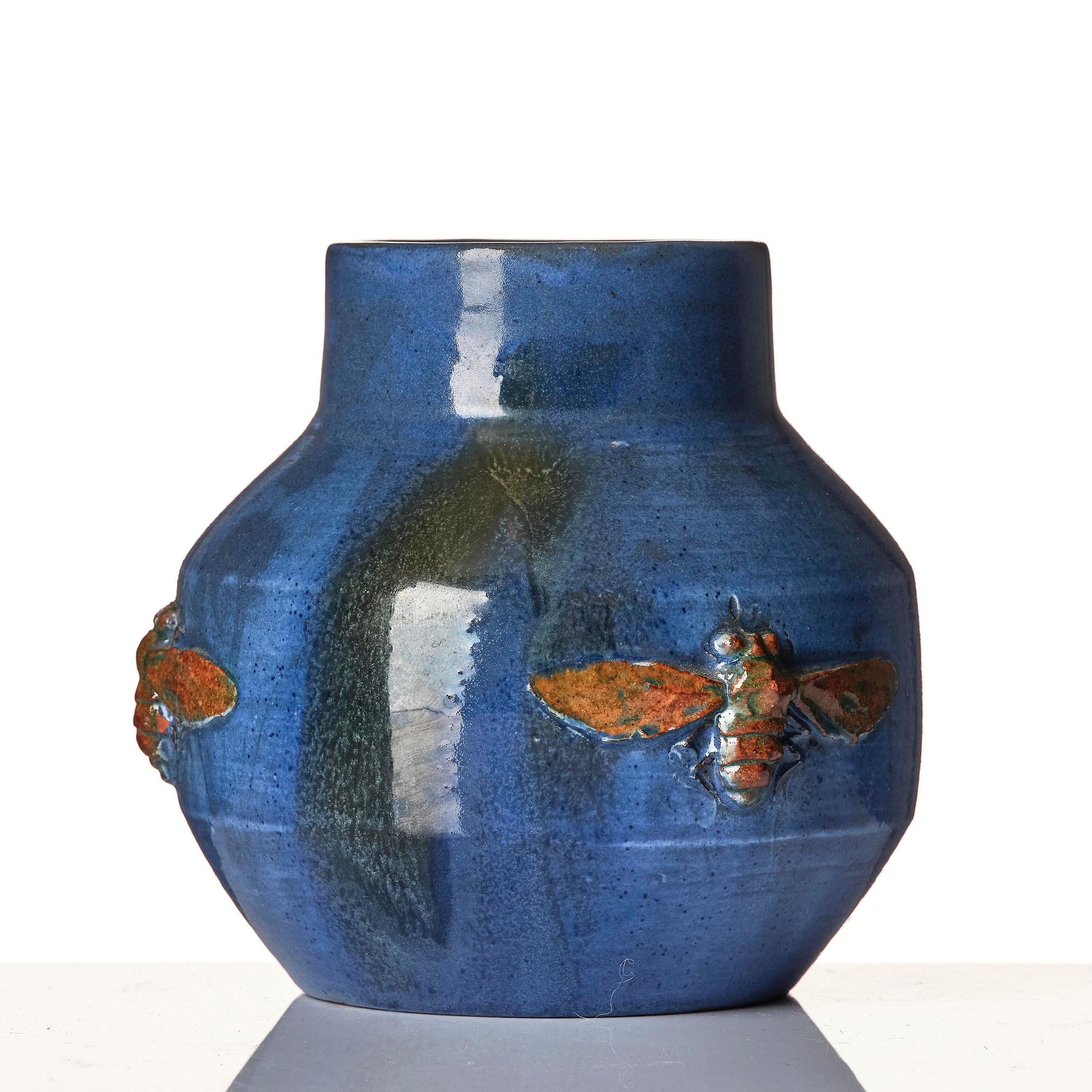 Hilma Persson-Hjelm, a glazed earthenware art nouveau vase, executed in her studio, Arvika, 1911. No 1505.