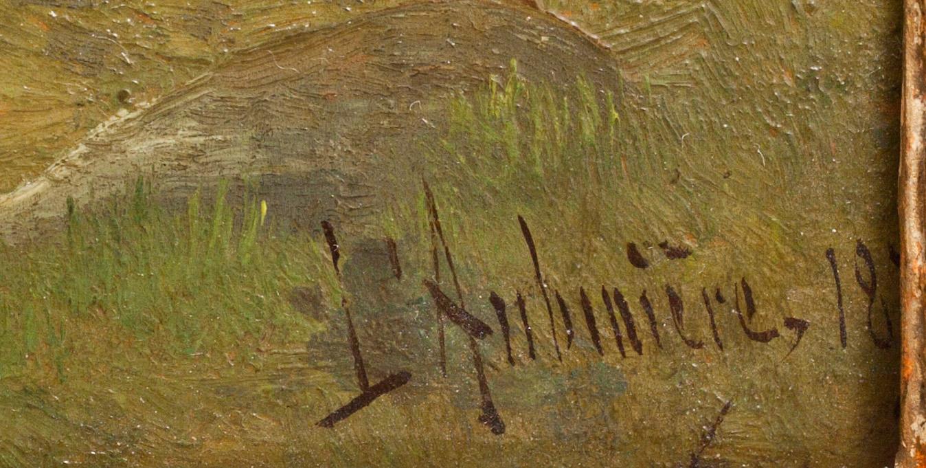 GEORGINA DE L'AUBINIERE, olja på pannå, signerad o daterad 1879.