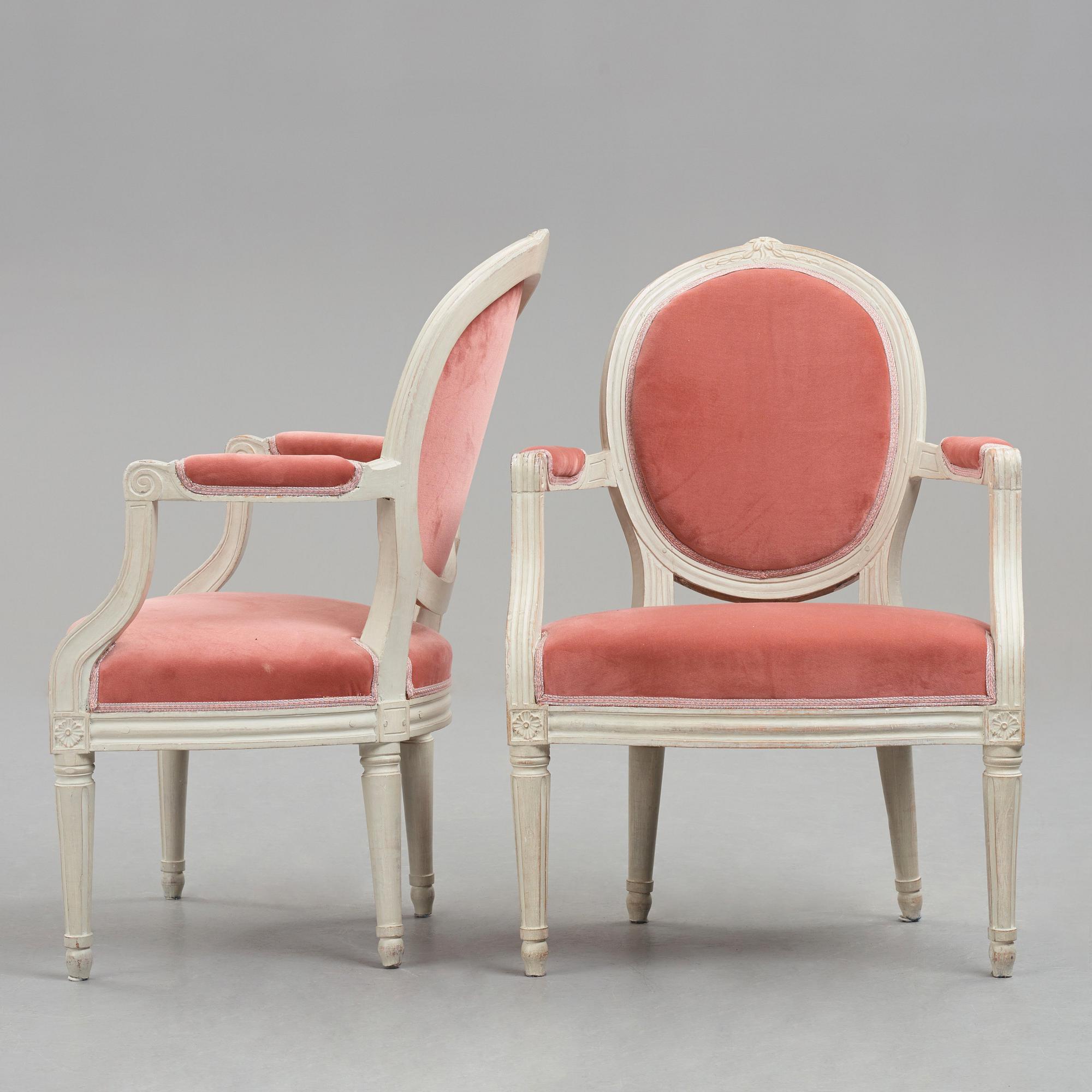 A pair of Gustavian armchairs.