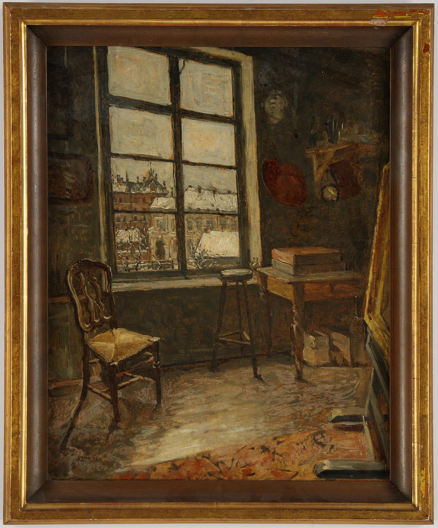 August Jernberg, oil on paper/panel, signed.