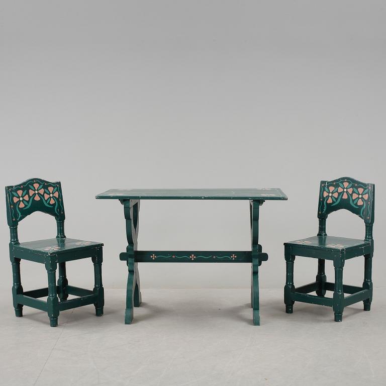 BORD samt STOLAR, 1+2, barockstil, 1800-talets slut.