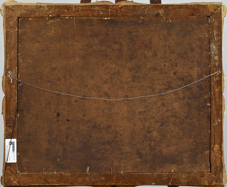 OKÄND KONSTNÄR, olja på pappannå, monogramsign o dat 1864.