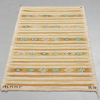 Barbro Nilsson, A carpet, "Hjortron", flat weave, ca 145,5 x 78,5-80.5 cm, signed AB MMF BN.