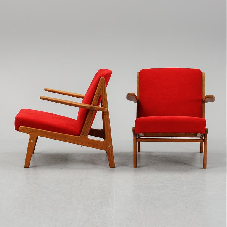 A pair of easy chairs, Denmark, 1950's.