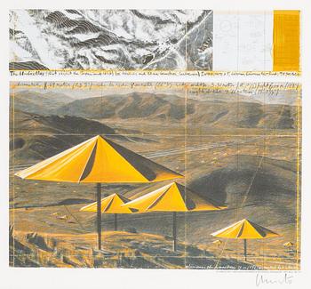 Christo & Jeanne-Claude, diptych, colour off set with fabric, 1991, signed.