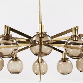 Hans-Agne Jakobsson, a brass twelve-light ceiling lamp, Markaryd, Sweden 1960's-70's, model T548/12.