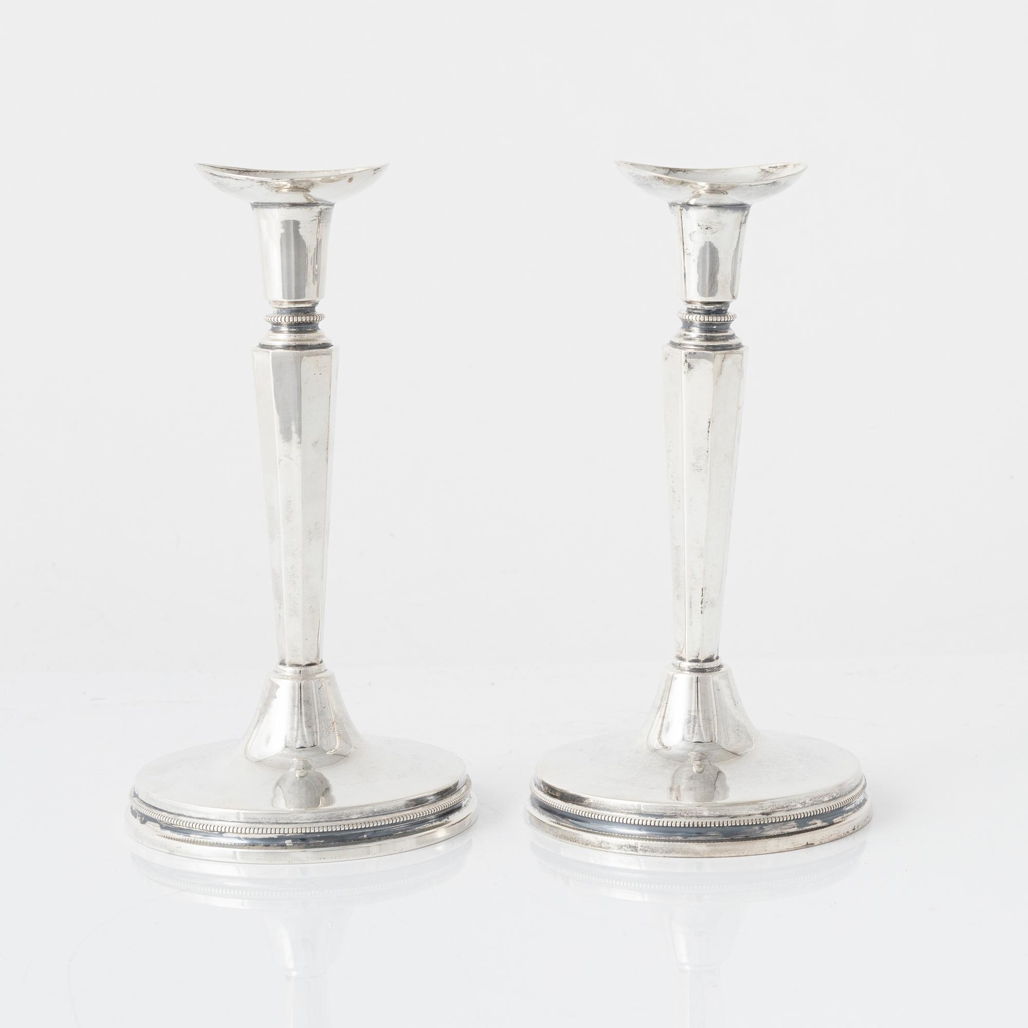 A pair of silver candle sticks, MGAB, Uppsala, Sweden, 1965.