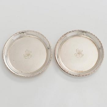 A 12-piece set of silver glass coasters, Kultakeskus, Hämeenlinna 1952. In original fitted case.
