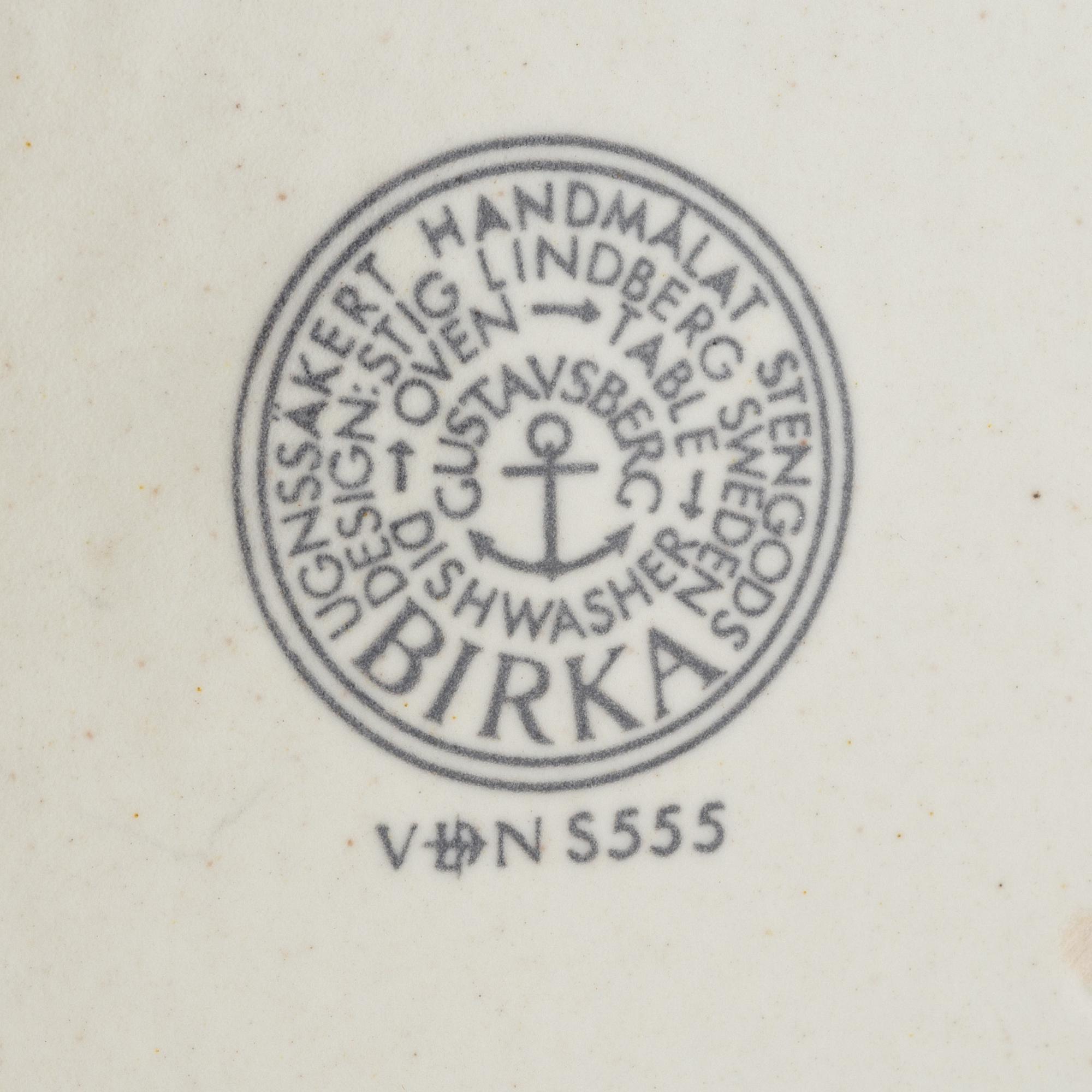 Stig Lindberg, mat-och kaffeservis, stengods, ”Birka”, Gustavsberg, 1900-talets andra hälft.