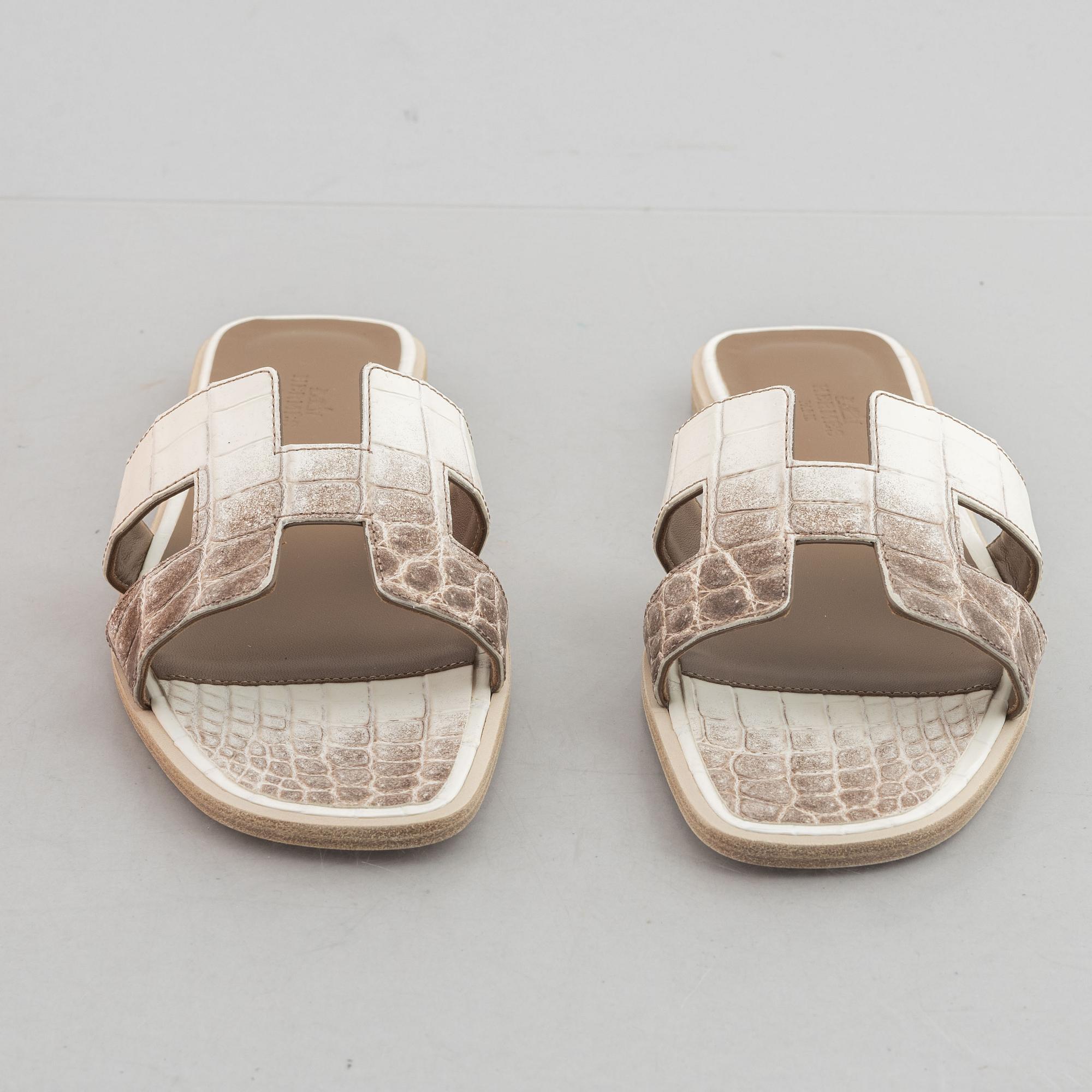 Hermès, Sandals, "Oran Himalaya", size 38 1/2.