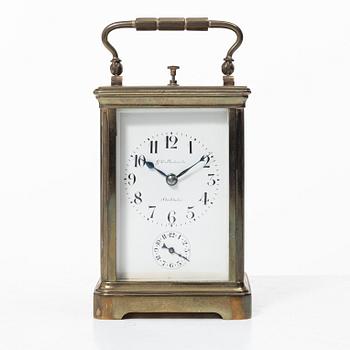 A carriage clock, in case, Linderoth Stockholm, 20th century.