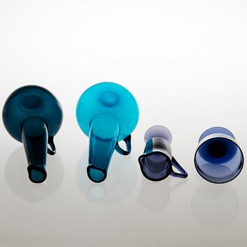 TAMARA ALADIN, KARAFFER, 2 st, SOCKERSKÅL och GRÄDDSNÄCKA, glas, Riihimäen Lasi 1961-64.