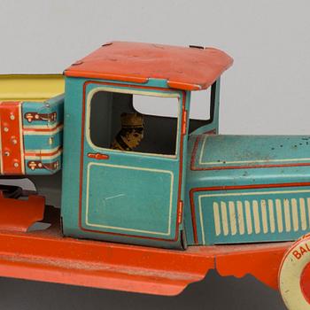 Two tin toys including "Jumbo" the elephant by BLOMER & SCHULER Germany and a car, mid 20th century.