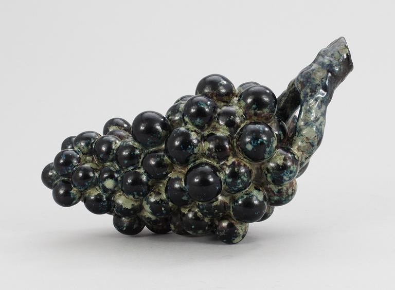 A Hans Hedberg faience sculpture of grapes, Biot, France.