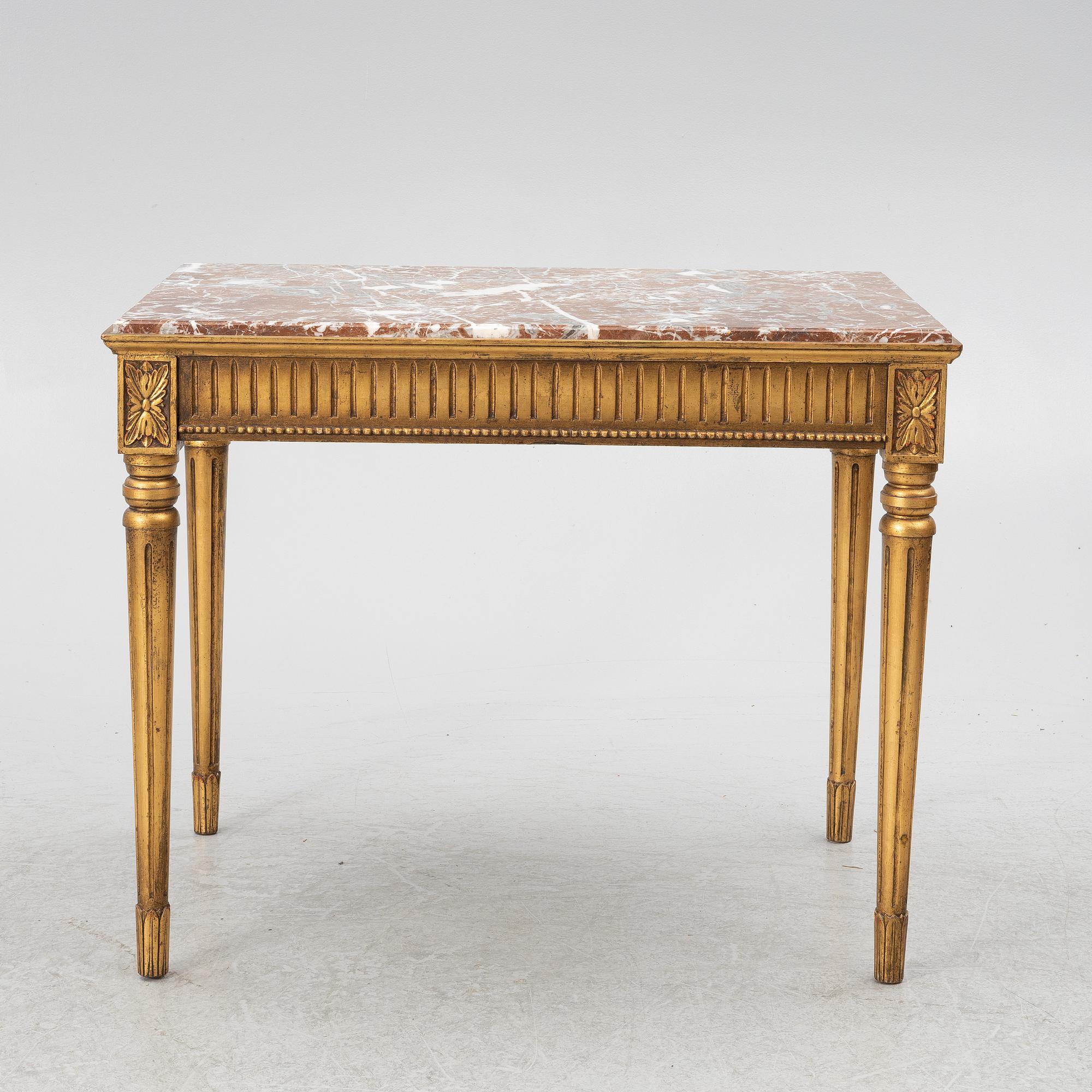 Soffa, 2 karmstolar, bord, gustaviansk stil, 1900-tal.