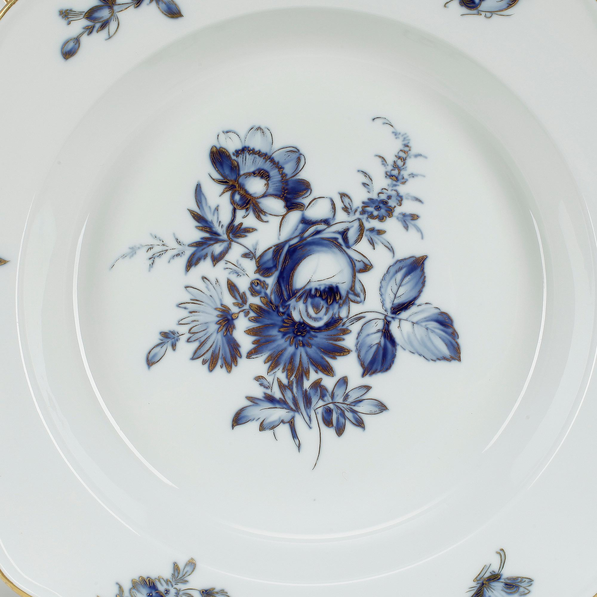 TALLRIKAR, 14 st, porslin, Meissen, 1900-tal.