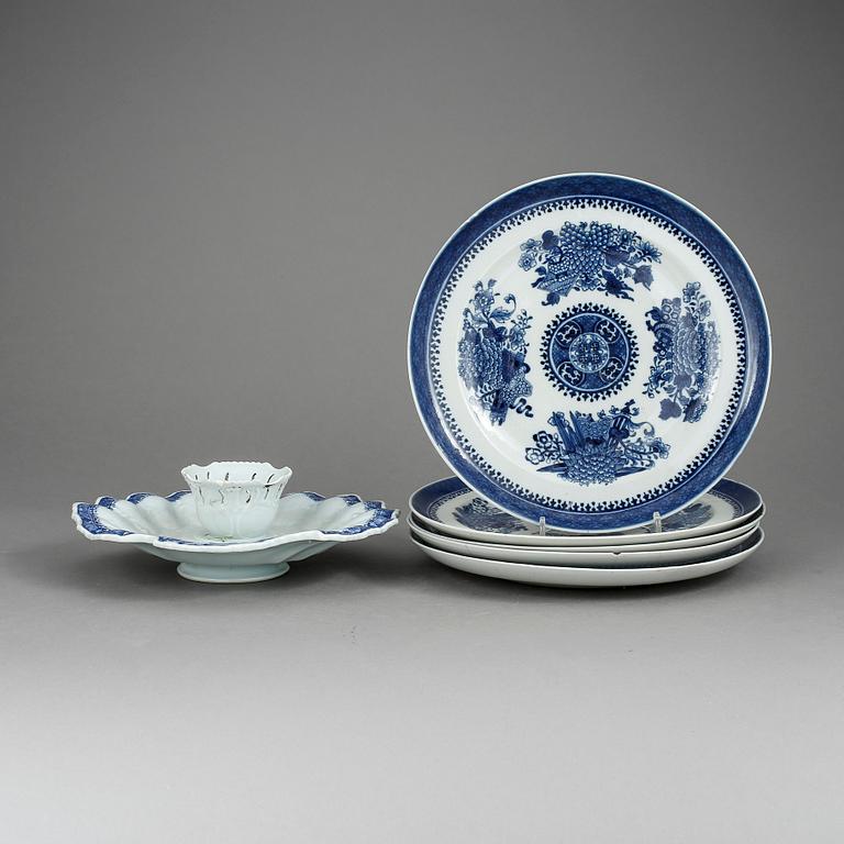 PARTI KINA, 6 delar, porslin, Kina, varav 5 st tallrikar, jiaqing, 1800-tal.